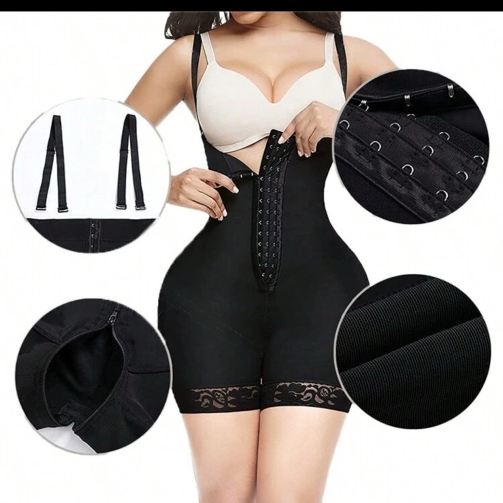 Black Shapewear with Front Closure and Lace Trim